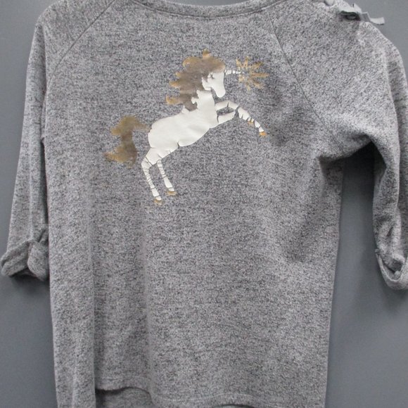 Cat & Jack Girl's Sweater Size M (7/8) Gray Rayon Blend Crew Neck Sweater Top - Picture 3 of 9